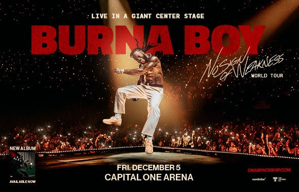 Burna Boy at Capital One Arena promotional graphic